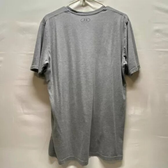 Under Armour Heat Gear Men's Medium Grey Loose Fit UA Logo Athletic Wear T-Shirt - Picture 7 of 12